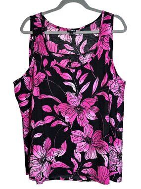 Torrid Sleeveless Floral Tank Top Black & Pink Womens Size 1